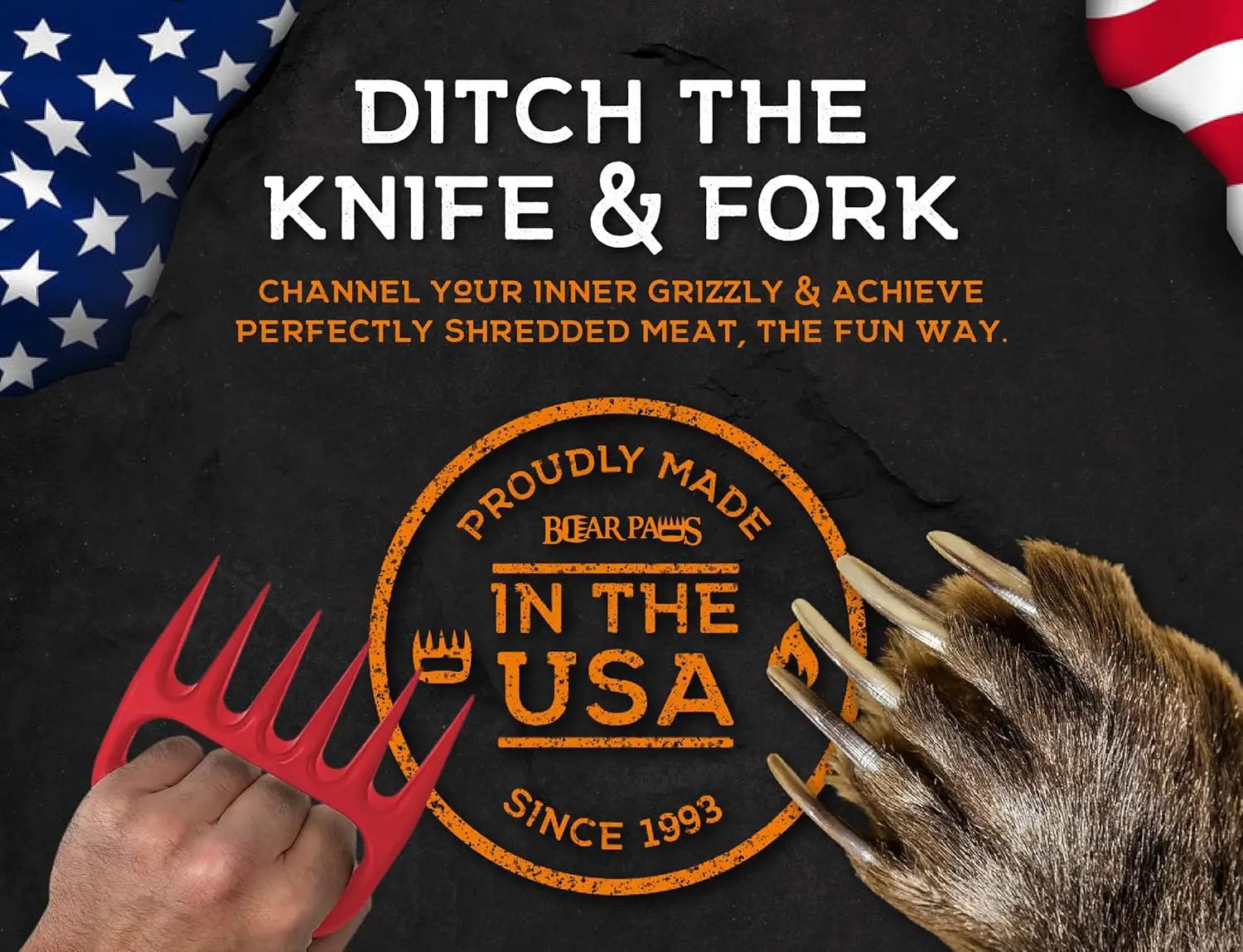 Bear Paws Meat Claws - The Original Meat Shredder Claws for Pulled Pork, USA Made - Easily Lift, Shred, Pull and Serve Pork, Chicken, Brisket and Turkey - Gift for Dad on Father's Day! (Red) by GreenHaven Gardens