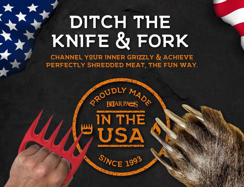 Bear Paws Meat Claws - The Original Meat Shredder Claws for Pulled Pork, USA Made - Easily Lift, Shred, Pull and Serve Pork, Chicken, Brisket and Turkey - Gift for Dad on Father's Day! (Red) by GreenHaven Gardens