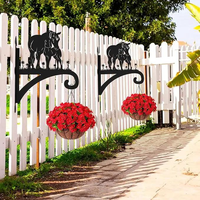 Plant Hangers Outdoor Heavy Duty Iron Decorative Mare & Foal Silhouette Plant Hooks for Hanging Baskets 11 inch Hanging Plant Bracket Wall Hooks for Flower Pot Bird Feeder Wind Chimes by GreenHaven Gardens