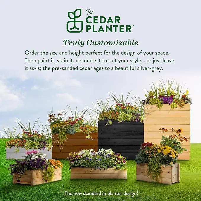 Greenes Fence Cedar Wood Planter Box with Rail Mount Brackets, 21" x 11" x 7" (2-Pack) - Made in USA with North American Cedar by GreenHaven Gardens