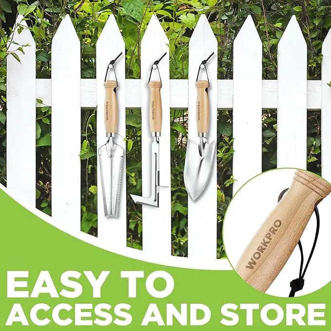 WORKPRO Garden Tool Set, 3 Pcs Gardening Hand Tools with Wood Handle, Weed Puller, Crack Weeder, Hand Trowel, for Planting, Digging, Weeding, Ideal Gardening for Women & Men by GreenHaven Gardens