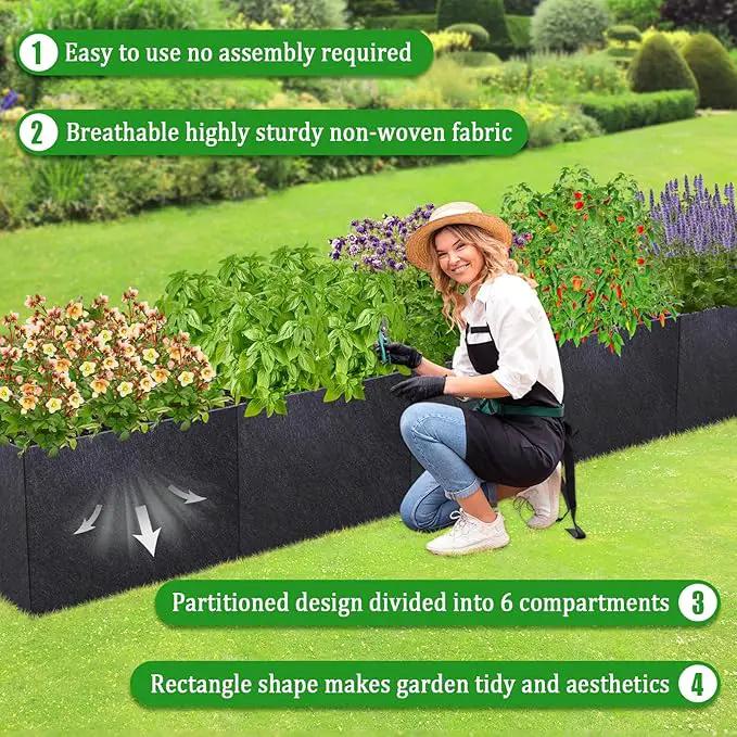 POILKMNI 12x2x1ft Fabric Raised Garden Bed - Outdoor Planter Box Non-Woven Fabric Patio Planting Bed Garden Grow Bed Bag for Growing Herbs, Flowers and Vegetables by GreenHaven Gardens