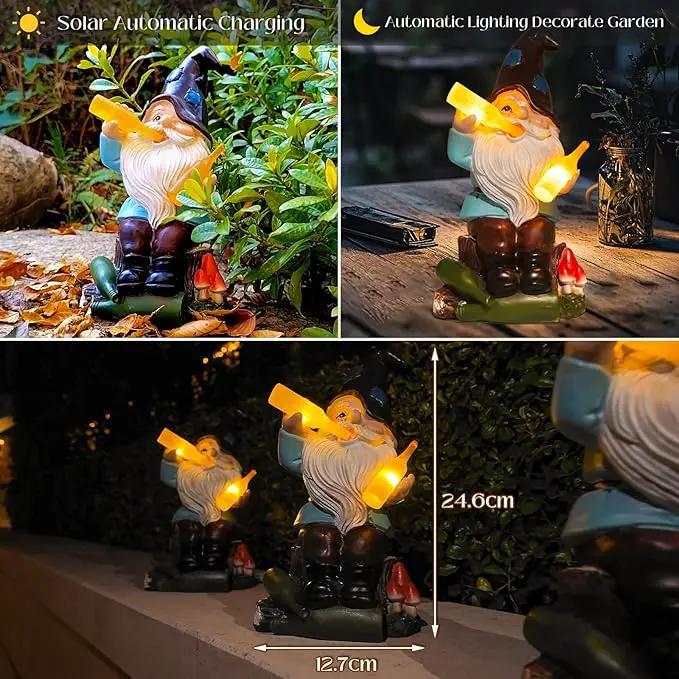 DKJOCKY Funny Garden Gnomes Outdoor, Solar Gnomes with Led Lights Decor for Outside, Gardening Gifts Garden Oranments Outdoor Birthday Gifts for Women Mom Grandma by GreenHaven Gardens