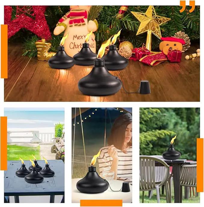 Upgraded Tabletop Torches Set of 4, 24oz Citronella Candles for Outdoor, Metal Table Top Torches for Outside, Refillable Torch Lanterns for Patio, Yard, Deck, Garden, Party by GreenHaven Gardens