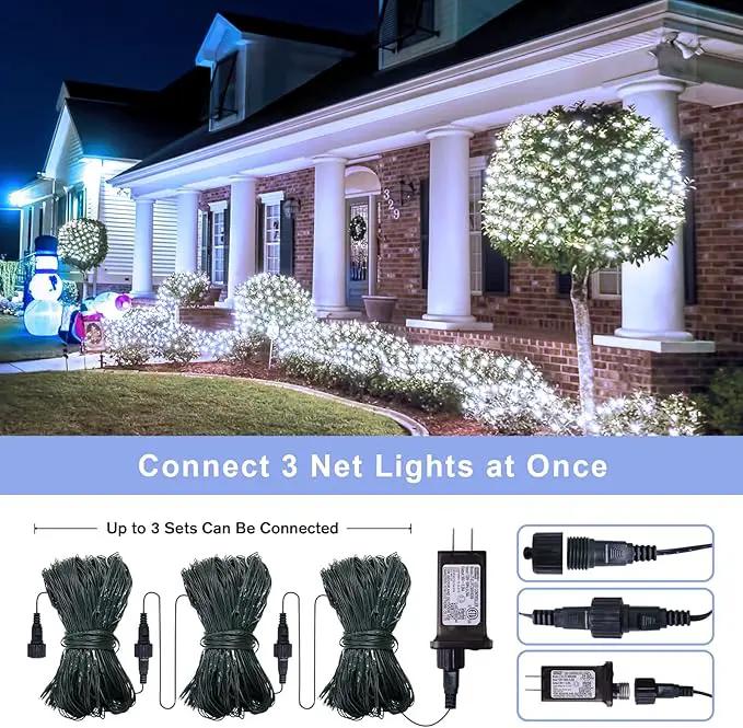 Christmas Net Lights for Bushes - 360 LED Net Lights Outdoor Plug in with Remote, 12x5 ft Extendable 8 Modes Christmas Net Lights Waterproof for Outside Gazebo Lawn Wedding Patio Garden Tree (White) by GreenHaven Gardens
