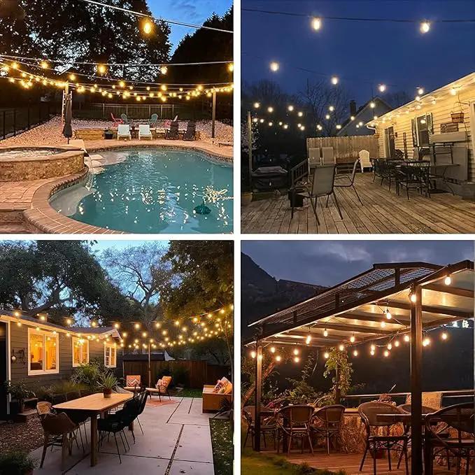 Honche Solar Lights Outdoor Waterproof LED IP66 with 15 Edison Bulb Warm White String Lights Patio Lights Decorate for Christmas Camping Wedding Birthday Backyard Gazebo Party by GreenHaven Gardens