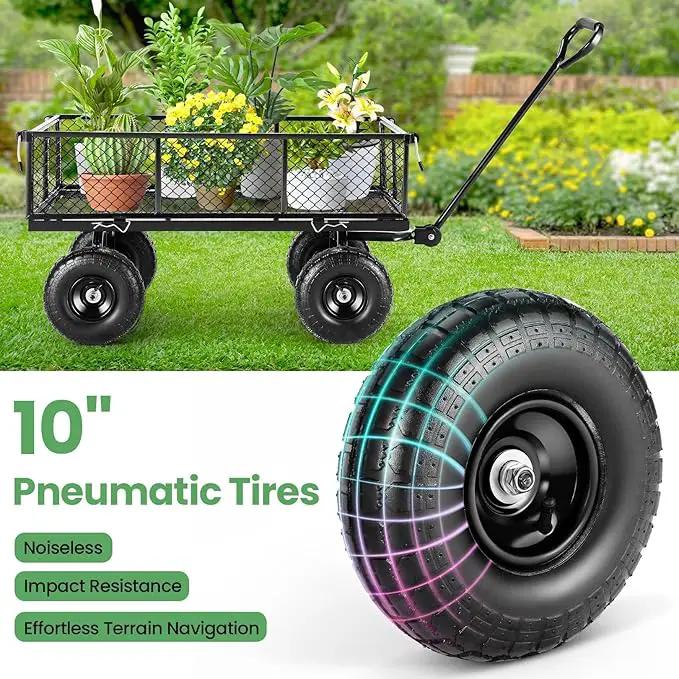 Homdox 660LB Garden Cart on Wheels, Heavy Duty Yard Wagon with 180° Rotating Handle, Mesh Foldable Garden Wagon Outdoor Utility Carts for Camping, Sports, Garden, Beach, Farm, Fishing, Black by GreenHaven Gardens