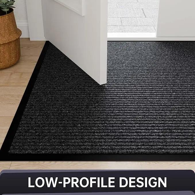 Front Door Mat, Heavy Duty Indoor Outdoor Entrance Door Mat, 72" x 24" Commercial Door Mats for Entryway, Durable Non-Slip Rubber Backing, Low-Profile Welcome Mats for Entry, Gray by GreenHaven Gardens
