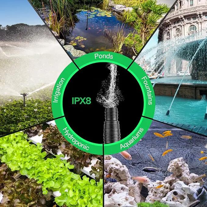 VIVOSUN 4500 GPH Submersible Water Pump, 220W Pond Pump, Ultra Quiet Aquarium Pump with 19FT. Lift Height for Pond Waterfall, Fish Tank, Statuary, or Hydroponics by GreenHaven Gardens