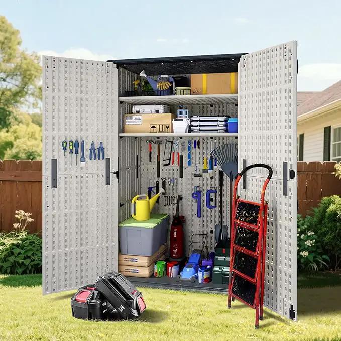 Greesum Outdoor Storage Shed Without Divider, 45 cu.ft Outdoor Waterproof Storage Cabinet for Garden Tools, Pool Storage, Garbage Cans, Beige by GreenHaven Gardens
