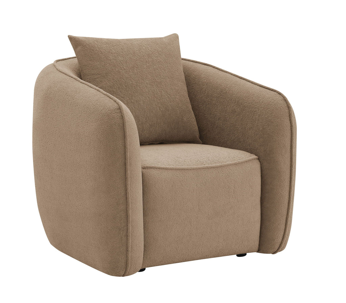 Keith Chenille Armchair with Matching Toss Pillow - Beige or Light Brown