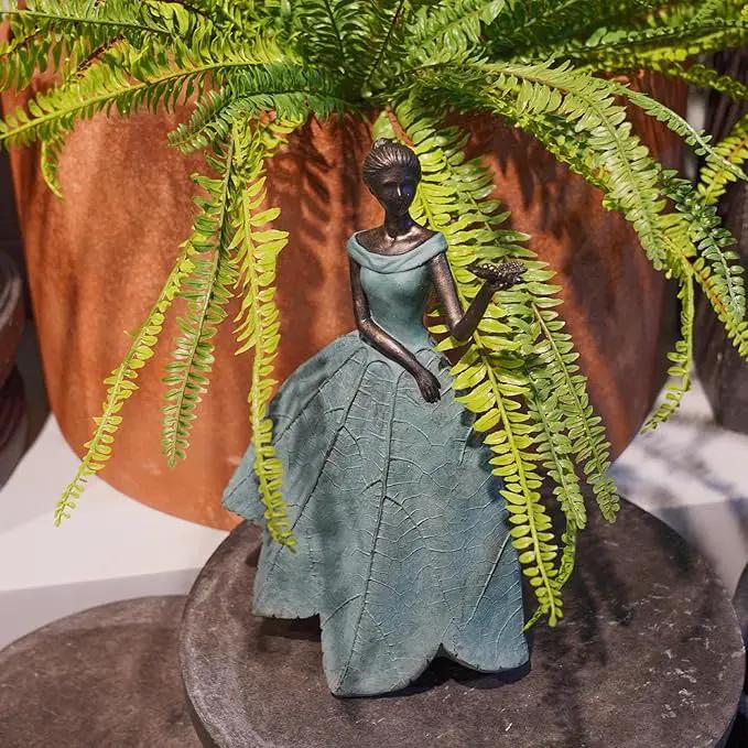 Guichifun Fairy Statue Collection Home Decoration - Leaf Angel Girls with Dragonfly Resin Home Decor for Outside or Inside Rustic Garden Outdoor Yard Decorations Figurines Gift 7.4 x 5.25 x 12 Inch by GreenHaven Gardens