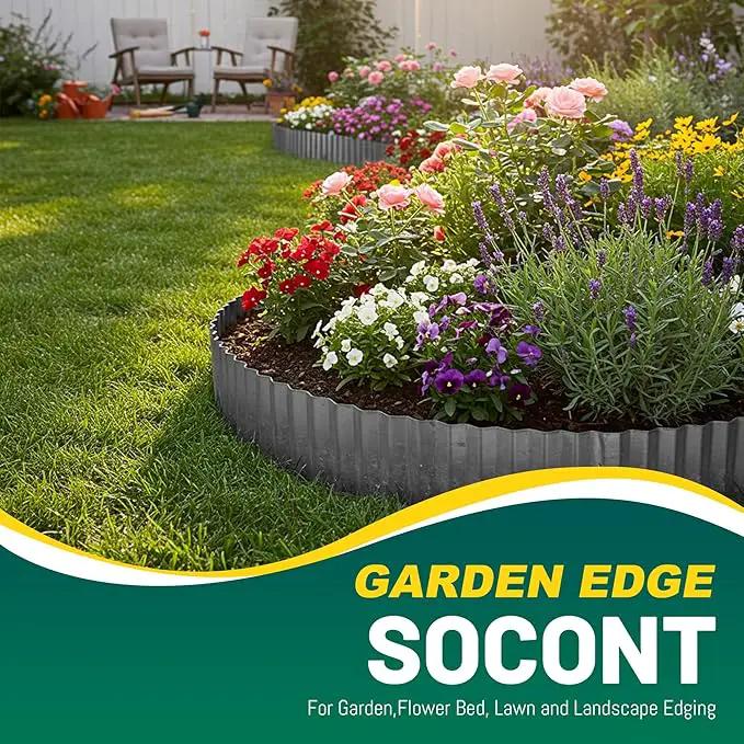Corrugated Metal Garden Edging, 6"×40Ft Durable Landscape Border for Garden, Lawn, Flower Beds and Paver Edging (Gun Silver) by GreenHaven Gardens