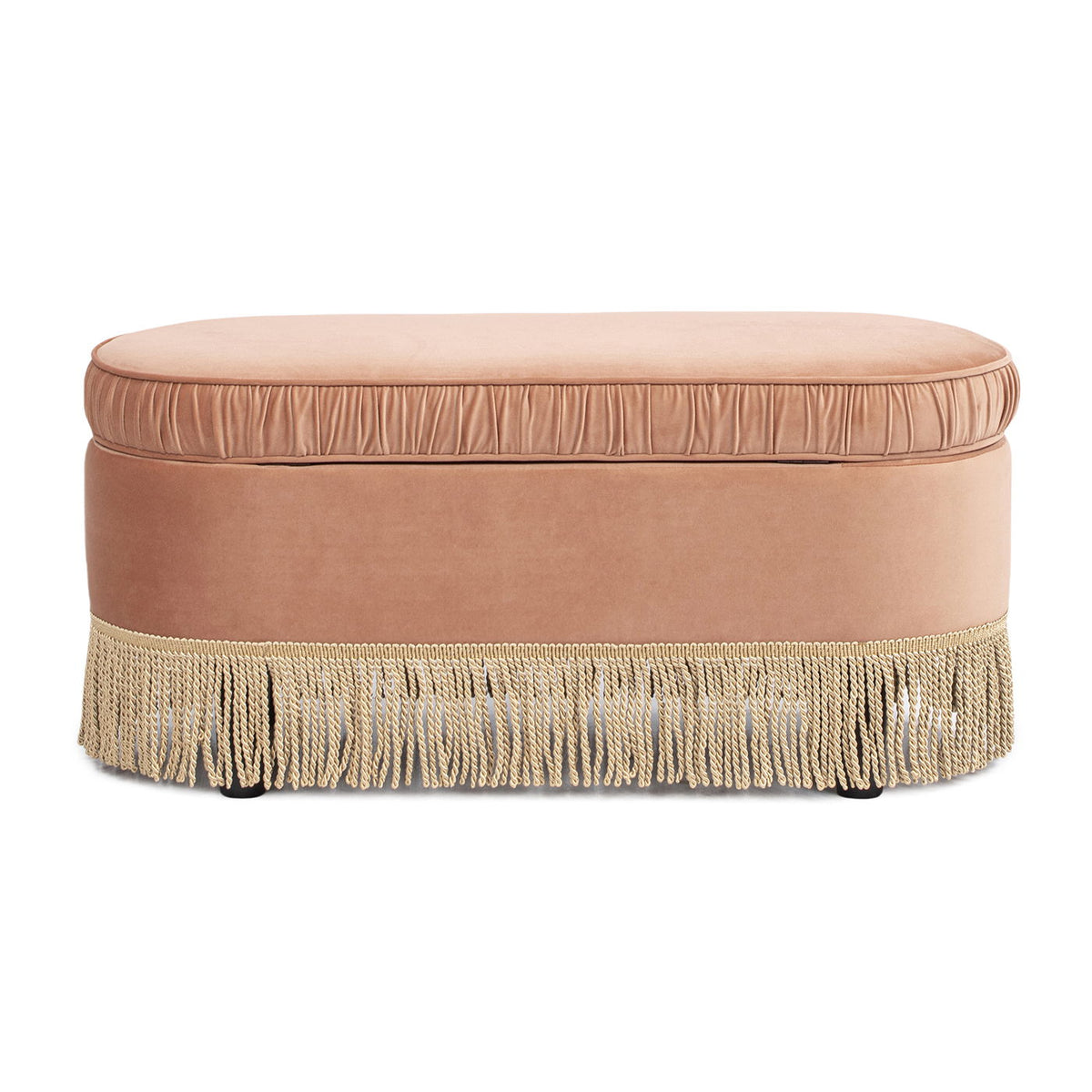 Contemporary Oval Storage Bench Ottoman with Hidden Compartment - Pink or Green