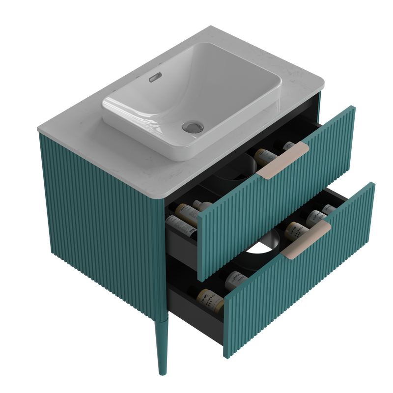 Elena Striped Aquamarine Bathroom Vanity Without Sink by HouseOfZazla