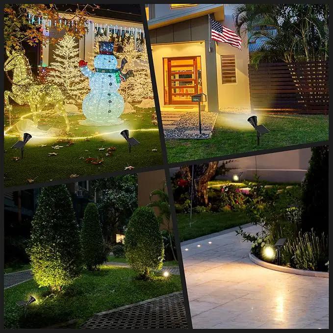 Solar Spot Lights Outdoor, 21 LEDs Brightness Solar Flag Lights Outdoor IP67 Waterproof Solar Garden Stake Lights, 2-in-1 Adjustable Solar Power Outdoor Lights for Fence Warm White(6 Pack) by GreenHaven Gardens