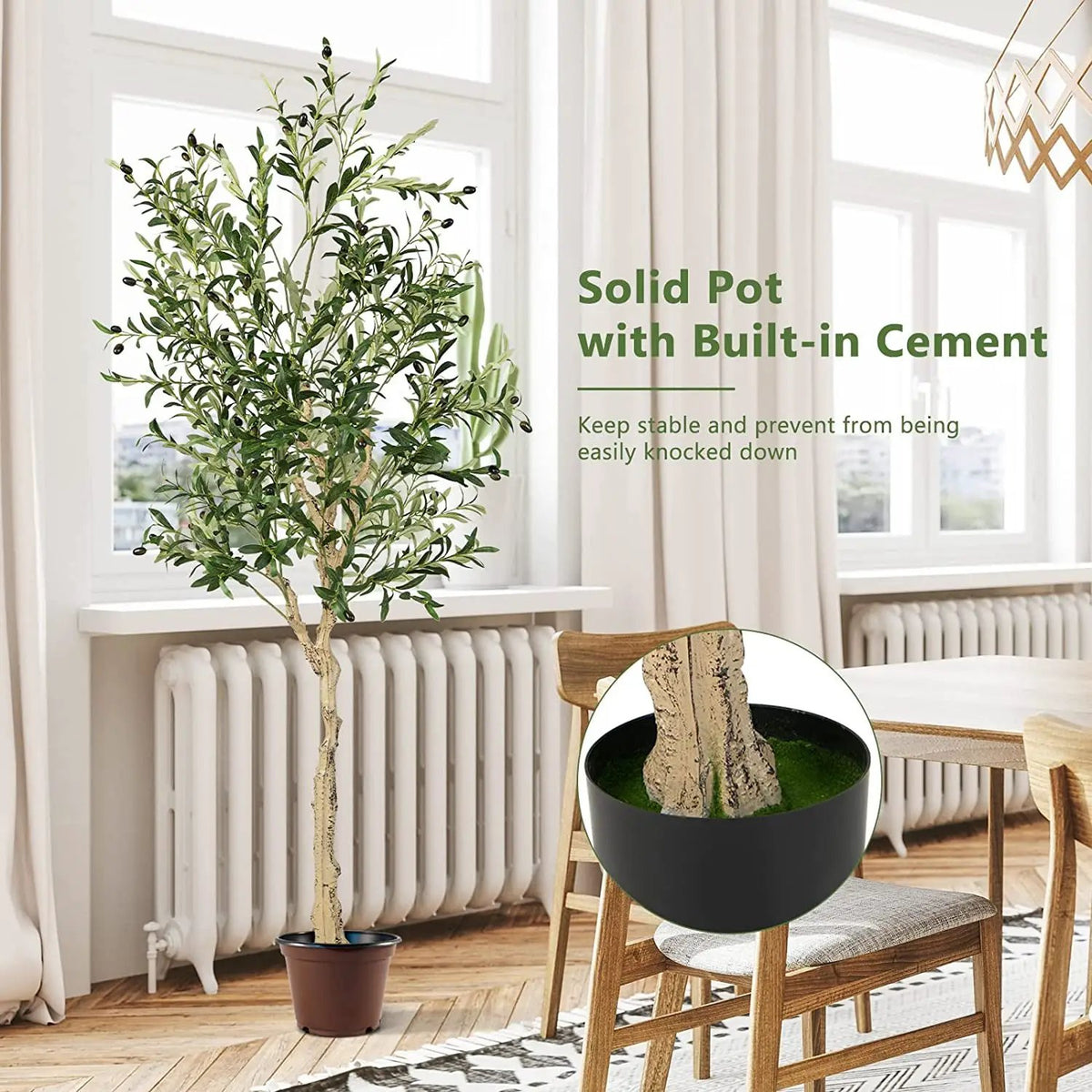 6 Feet Artificial Olive Tree in Cement Pot by DirectDeals