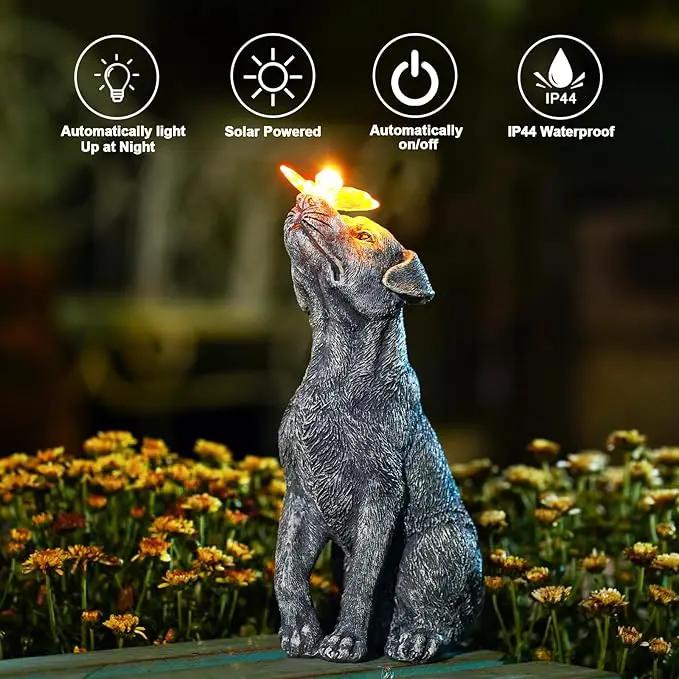 Goodeco Dog Statue with Solar Butterfly - Ideal Gifts for Dad, Mom or Birthdays, Beautifully Crafted Outdoor Decorations to Wow Your Guests by GreenHaven Gardens