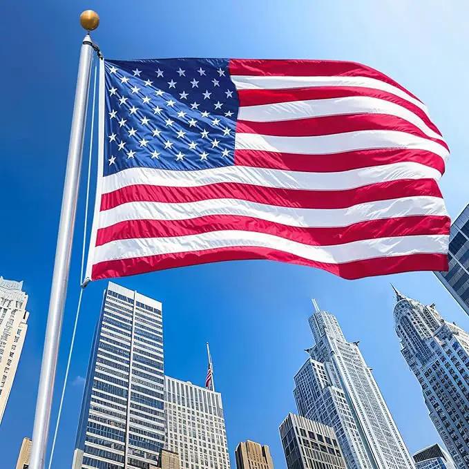 American Flag 2.5x4 Ft Embroidered Stars, Sewn Stripes, Brass Grommets US Flag Decorations, Outdoors Indoors USA Flags Polyester 2.5 x 4 Foot by GreenHaven Gardens