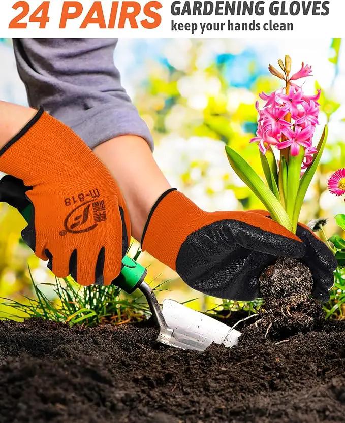 Nuogo 24 Pairs Gardening Gloves for Men Women Rubber Coated Landscaping Work Gloves Safety Work Construction by GreenHaven Gardens