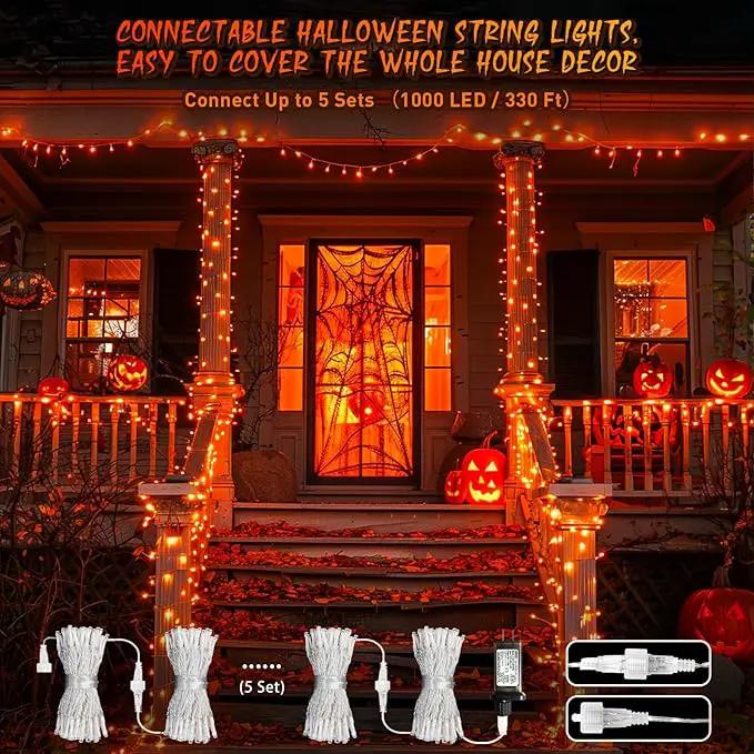 JMEXSUSS 66ft 200 LED Thanksgiving Lights Outdoor, Orange String Lights Indoor Clear Wire, 8 Modes Orange Christmas Lights Plug in for Fall Autumn Harvest Tree Garden Patio Thanksgiving Decorations by GreenHaven Gardens
