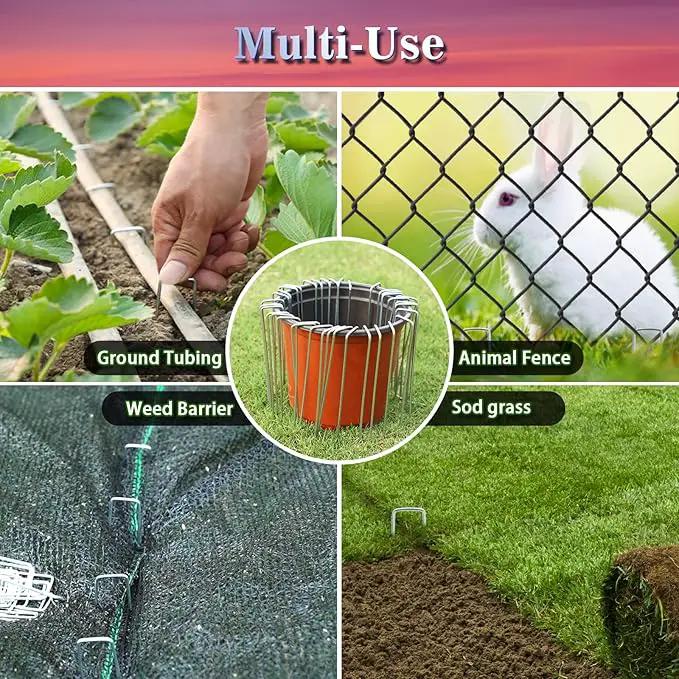 Gtongoko Landscape Staples 10 Inch 11 Gauge 50 Pack Garden Stakes Upgraded Tent Stakes Galvanized SOD Pins Ground Stakes Yard Stakes for Weed Barrier Fabric Ground Plant Cover Stakes Outdoor Décor by GreenHaven Gardens