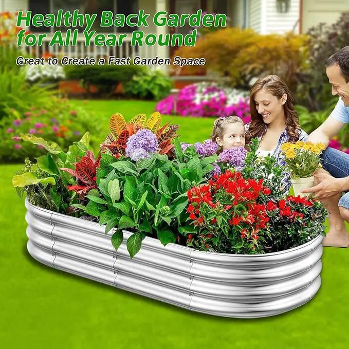 Galvanized Raised Garden Beds, 4x2x1ft Outdoor Raised Garden Boxes, Oval Large Bottomless Metal Elevated Garden Bed Planter Box for Vegetables, Fruits, Flower by GreenHaven Gardens