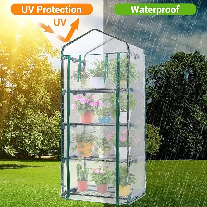 Mini Greenhouse for Outdoors Indoor: Ohuhu Small Green House with 4 Tier Shelves, Portable Plastic Greenhouses with Heavy Duty Transparent PVC Cover for Winter Garden Patio Backyard Porch Balcony by GreenHaven Gardens