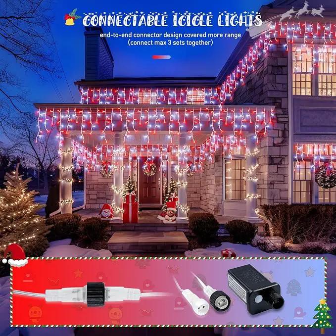 JMEXSUSS 38.8 Ft 400 LED Icicle Christmas Lights for Outside, 8 Modes Red and White Icicle String Lights Plug in with Remote, Christmas Lights Indoor Outdoor for Halloween Party Christmas Decoration by GreenHaven Gardens