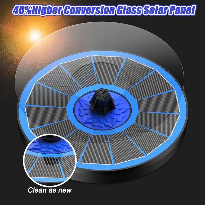 SZMP Solar Fountain Upgrade, 3.5W Solar Powered Bird Bath Fountains with Flower, Outdoor Water Feature Solar Pump with 7-in-1 Nozzles, 4 Fixed Pipes for Humingbirds, Garden, Pool, Pond, and Fish Tank by GreenHaven Gardens