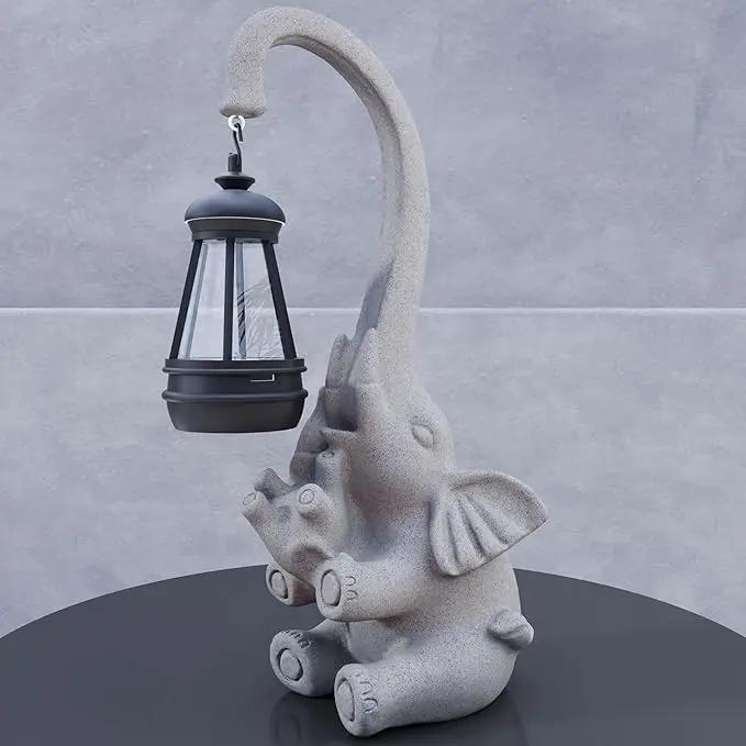 Solar Powered Outdoor Figurine Lights, 10 Inch Waterproof Animal Elephant Statue Light, Suitable for Decorations for Patio, Balcony, Lawn, Courtyard, Etc.(Chest) by GreenHaven Gardens