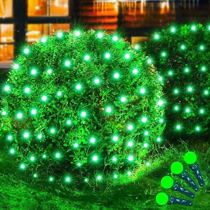 Led Net Lights Christmas Lights Outdoor Green Christmas Net Lighting with 121Led Mini Globe Lights 5ftx5ft, Outdoor Indoor Fairy Mesh Net Lights for Christmas Trees, Bushes, Shrubs Decorations by GreenHaven Gardens