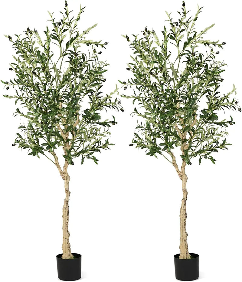 6 Feet Artificial Olive Tree in Cement Pot by DirectDeals