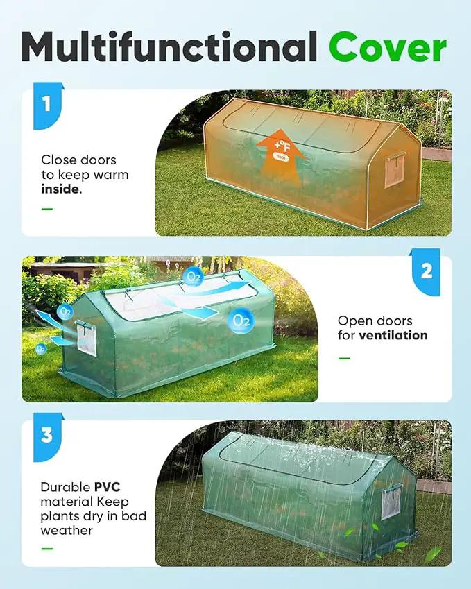 Quictent Portable Mini Cloche Greenhouse w/ Elevated Bottom, Large U-Shaped Zipper Mesh Door & 2 Side Screen Window Waterproof UV-Resistant Hot House for Indoor Outdoor, 95" x 36" x 36" (Green) by GreenHaven Gardens