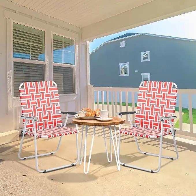 VINGLI Patio Lawn Webbed Folding Chairs Outdoor Beach Portable Camping Chair for Yard, Garden (2, Red, Oversized) by GreenHaven Gardens