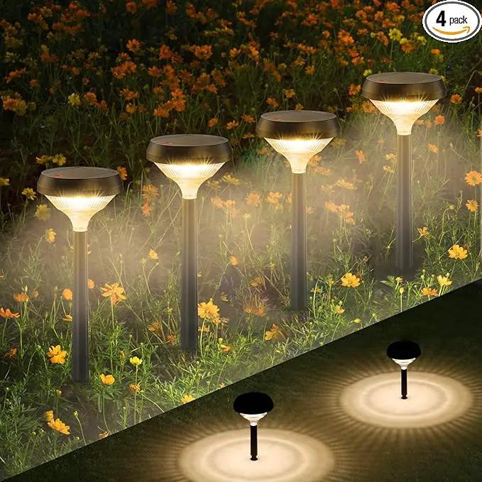 Linkind Solar Pathway Lights 4 Pack, Solar Lights Outdoor, Warm White Solar Path Lights Waterproof, Solar Lights for Walkway Yard Landscape Garden by GreenHaven Gardens