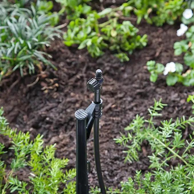 Raindrip 173CPUB, Adjustable Flow Micro Sprinkler Assembly, Quarter-Circle Pattern, Fan Spray, 1/4-Inch Clamp N Pierce® Inlet, Riser & 13-Inch Stake, Drip Irrigation Emitters for Drip Irrigation Gardening Systems, Black by GreenHaven Gardens