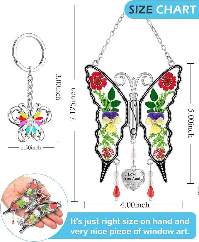 KY&BOSAM I Love You Aunt Butterfly Suncatcher for Windows Gifts for Aunt Pressed Flower Between Wings Glass Metal Engraved Charm Gifts for Aunt Mother's Day Valentine's Birthday Thanksgiving Christmas by GreenHaven Gardens