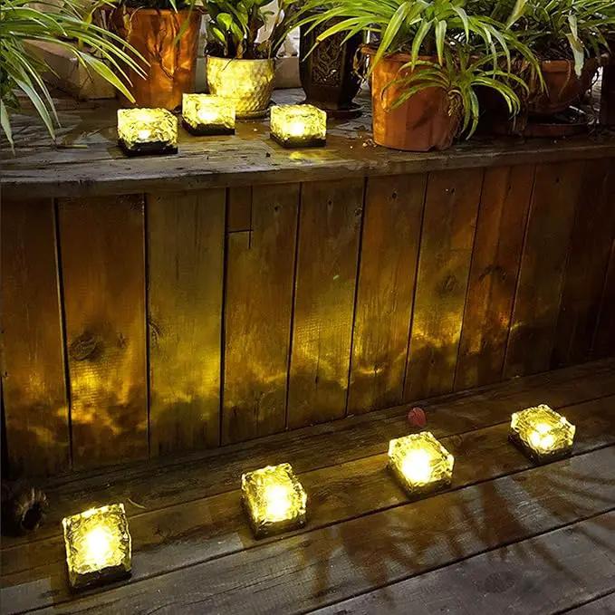 Epicgadget Solar Ice Cube Shaped Light, 2.8x2.8x2 inch Ice Cube Shaped Warm White Outdoor Solar Garden Decorative Lights for Walkway Pathway Backyard Christmas Decoration Parties (4 PCS) by GreenHaven Gardens