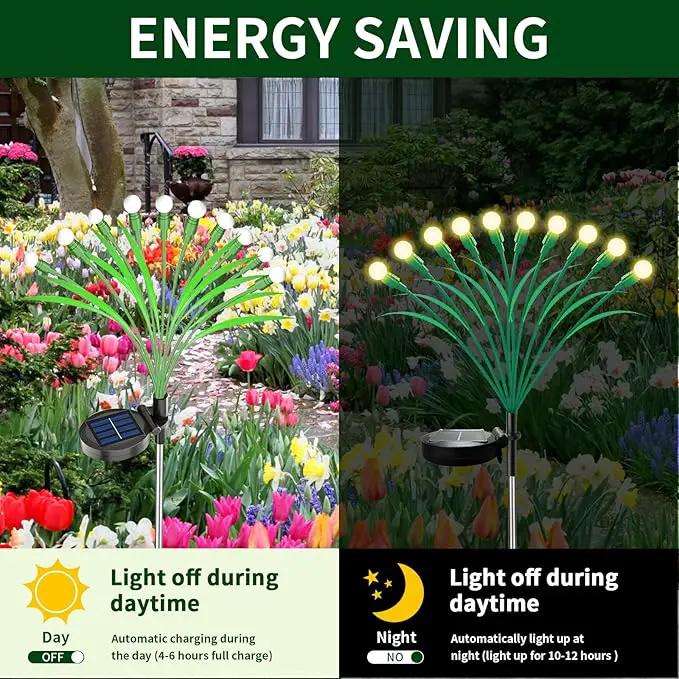 Aogist Solar Garden Lights Outdoor Waterproof,6 Packs 60 LED,Sway by Wind, Yard Patio Pathway Decoration, High Flexibility Iron Wire & Heavy Bulb Base,Warm White by GreenHaven Gardens