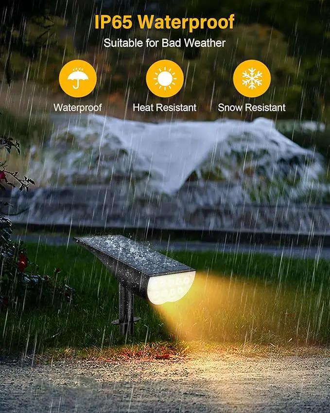 BAXIA TECHNOLOGY Solar Spot Lights Outdoor IP65 Waterproof, 3 Lighting Modes Landscape Lighting for Outside, Dusk to Dawn Solar Pathway Lights for Yard Garden Driveway, Warm White, 1 Pack by GreenHaven Gardens