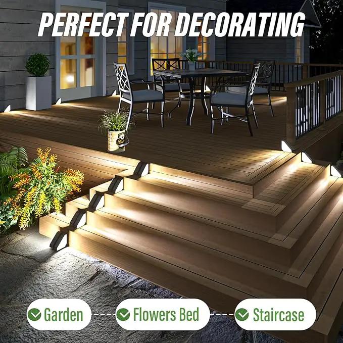 JSOT Solar Step Stair Lights Outdoor Yard Decor 10 Pack, IP65 Waterproof Deck Lighting for Outside Solar Powered, Solar Garden Light Decor for Fence, Backyard, Front Porch Step, Balcony, Wall, Patio by GreenHaven Gardens