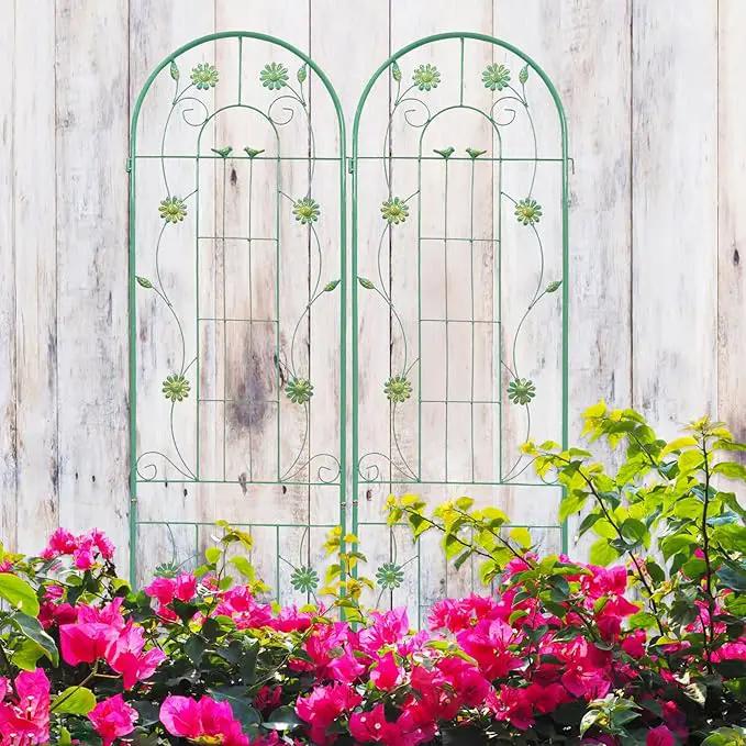 4 Pack Metal Garden Trellis 86.7" H Garden Fence Rustproof Trellis for Climbing Plants Support Roses Flower Outdoor Lawn Green-Blue Tall Trellis by GreenHaven Gardens