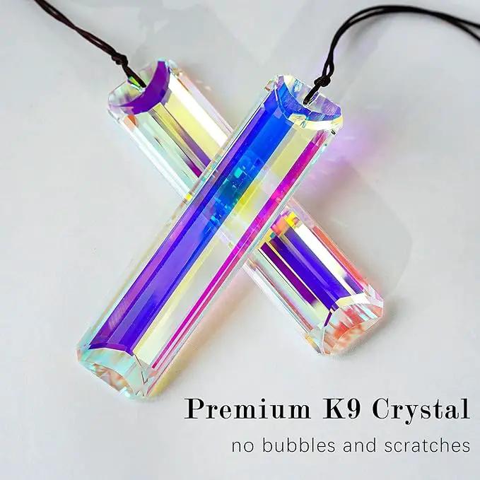 HDCRYSTALGIFTS 2pcs 120mm/5'' Large Crystal Sun Catcher Prisms Hanging for Window,AB Crystals for Suncatchers,Rainbow Maker Rectangle Crystal Stick Prisms for Balcony,Kitchen,Garden Decoration by GreenHaven Gardens