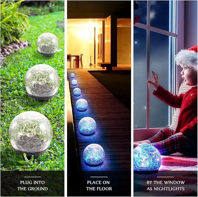 Honoson Decorative Solar Globe Lights Outdoor Waterproof LED Cracked Glass Ball Lights for Pathway, Walkway, Garden, Yard, Lawn Decoration(4 Pcs,3.9 Inch) by GreenHaven Gardens