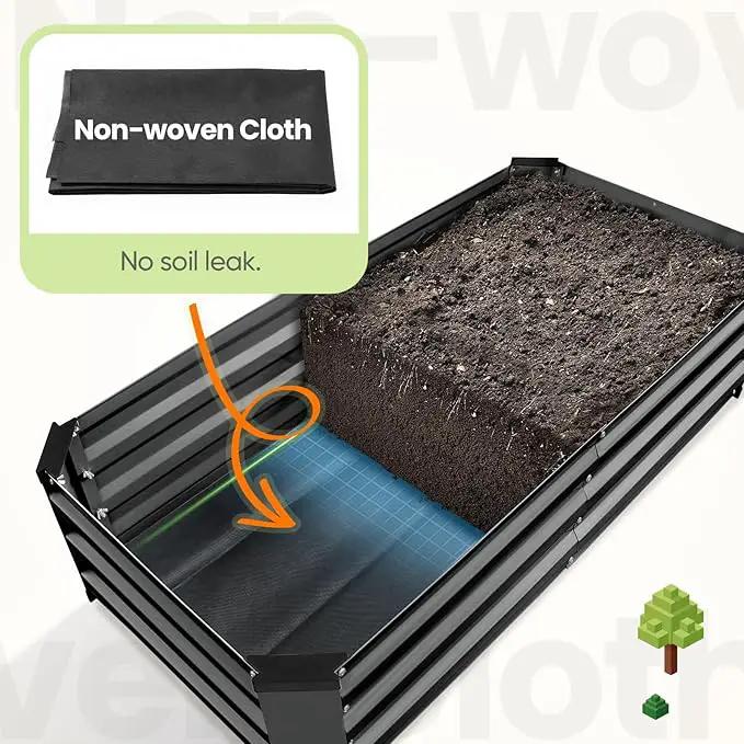 KING BIRD Raised Garden Bed Kit with Bottom 2025 Upgraded Galvanized Planter Garden Box Outdoor & Indoor for Gardening, Vegetables, Flowers, Dark Grey, 47.2x23.6x11.8 in