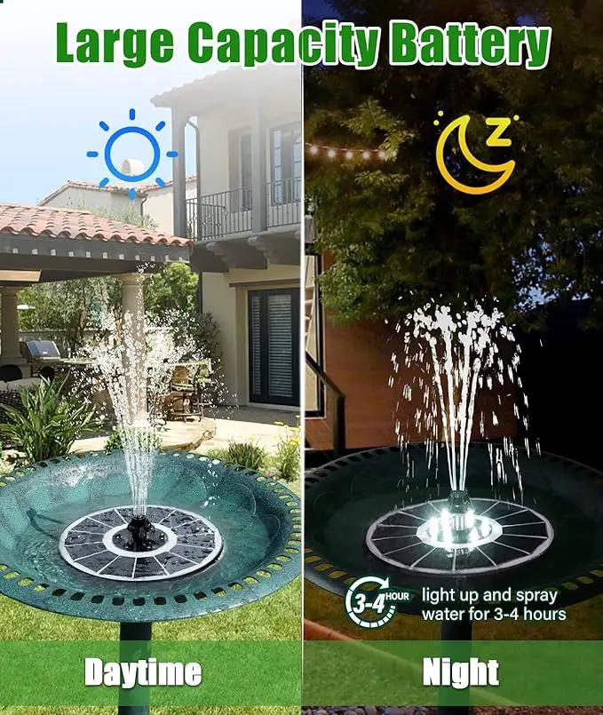 SZMP Solar Fountain Upgraded 100% Glass Panel, 3.5W Floating Solar Powered Water Pump Built-in 2000 Battery with 7 Nozzle & 4 Fixer, Solar Bird Bath Fountains for Garden, Pond, Outdoor (White) by GreenHaven Gardens