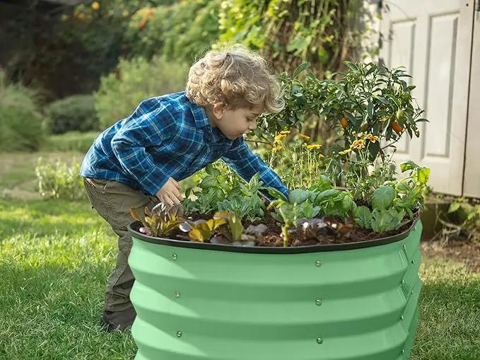 Galvanized Raised Garden Beds Outdoor // 4×2×1 ft Planter Raised Beds for Gardening, Vegetables, Flowers (Light Green) // Large Metal Garden Box by GreenHaven Gardens
