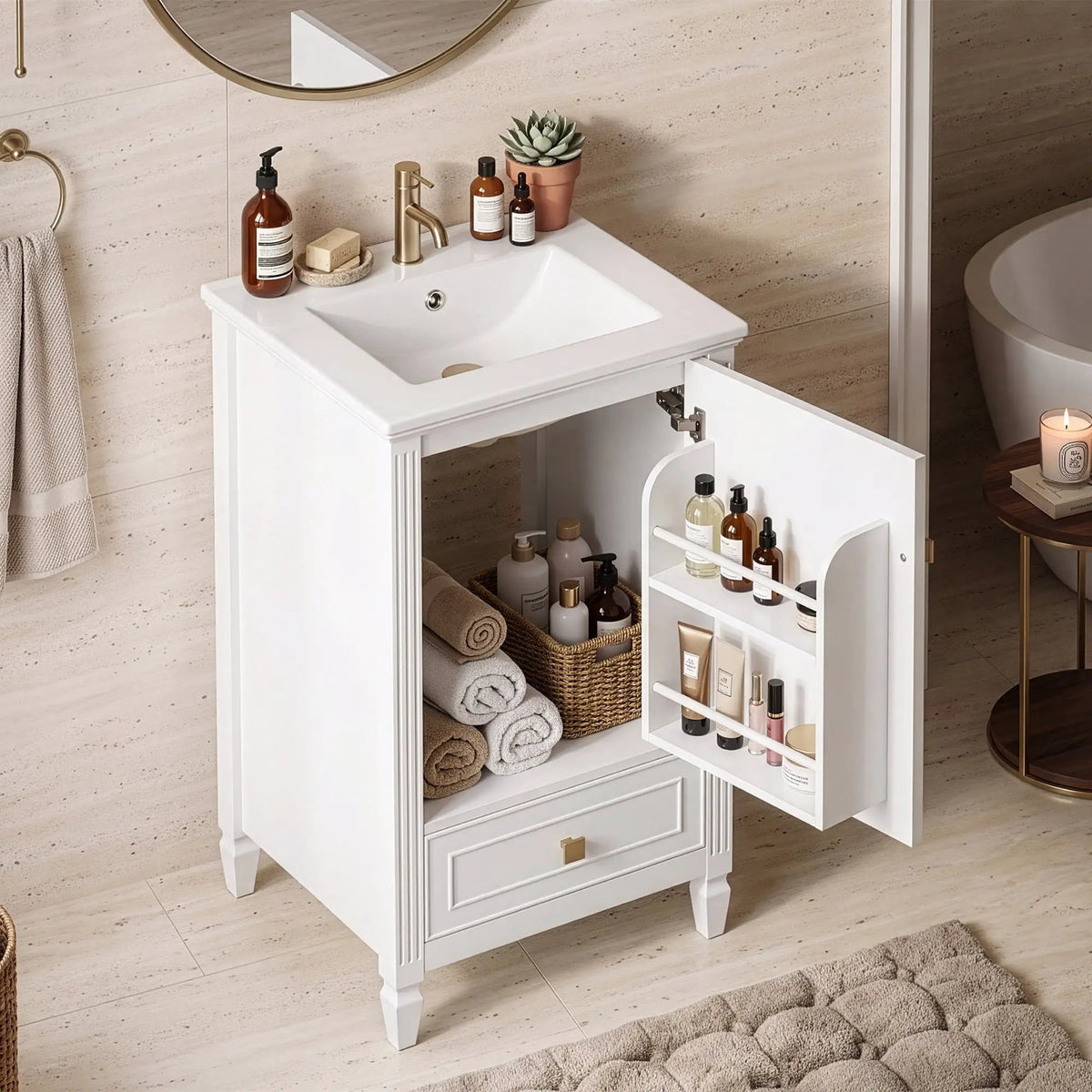 20" Bathroom Vanity with Ceramic Sink and Storage Cabinet by HouseOfZazla