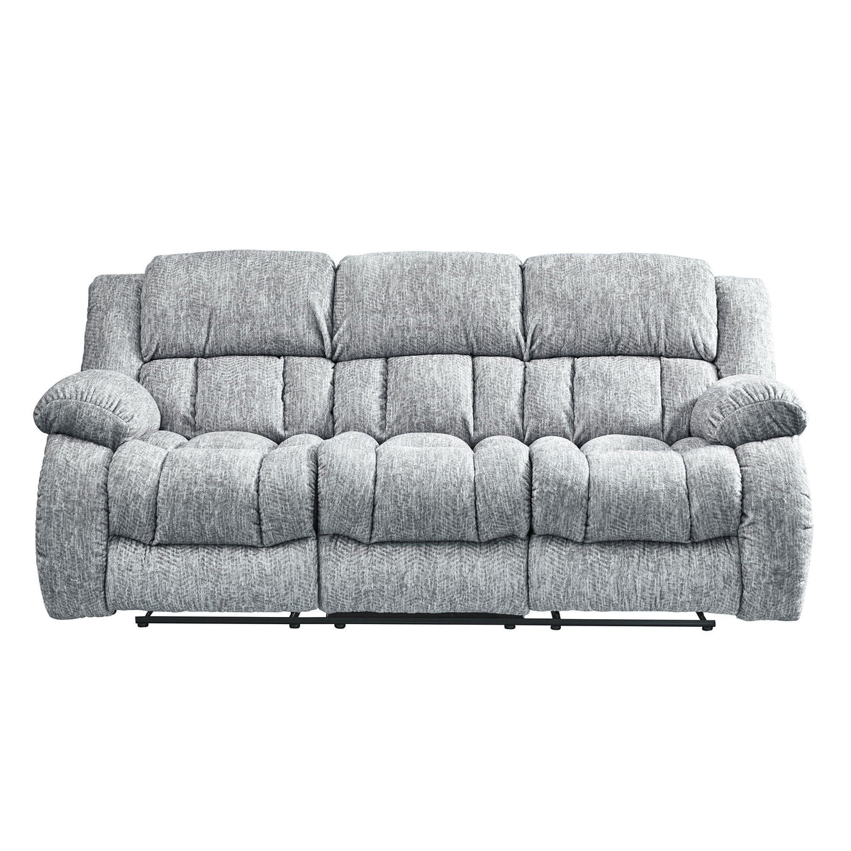 Modern Reclining Sofa with Channel Back Support - Gray or Black, photo 2 of 12